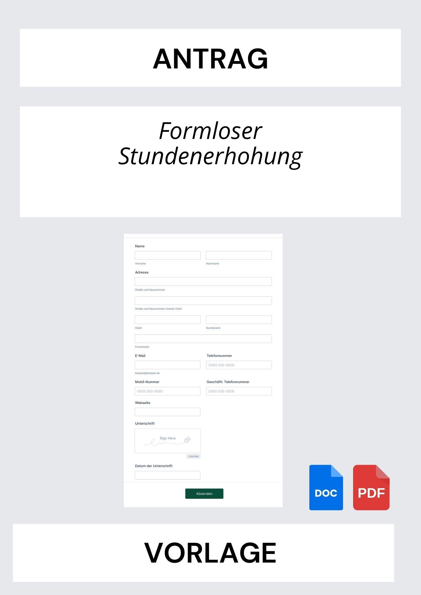 Formloser Antrag Auf Stundenerhöhung Vorlage